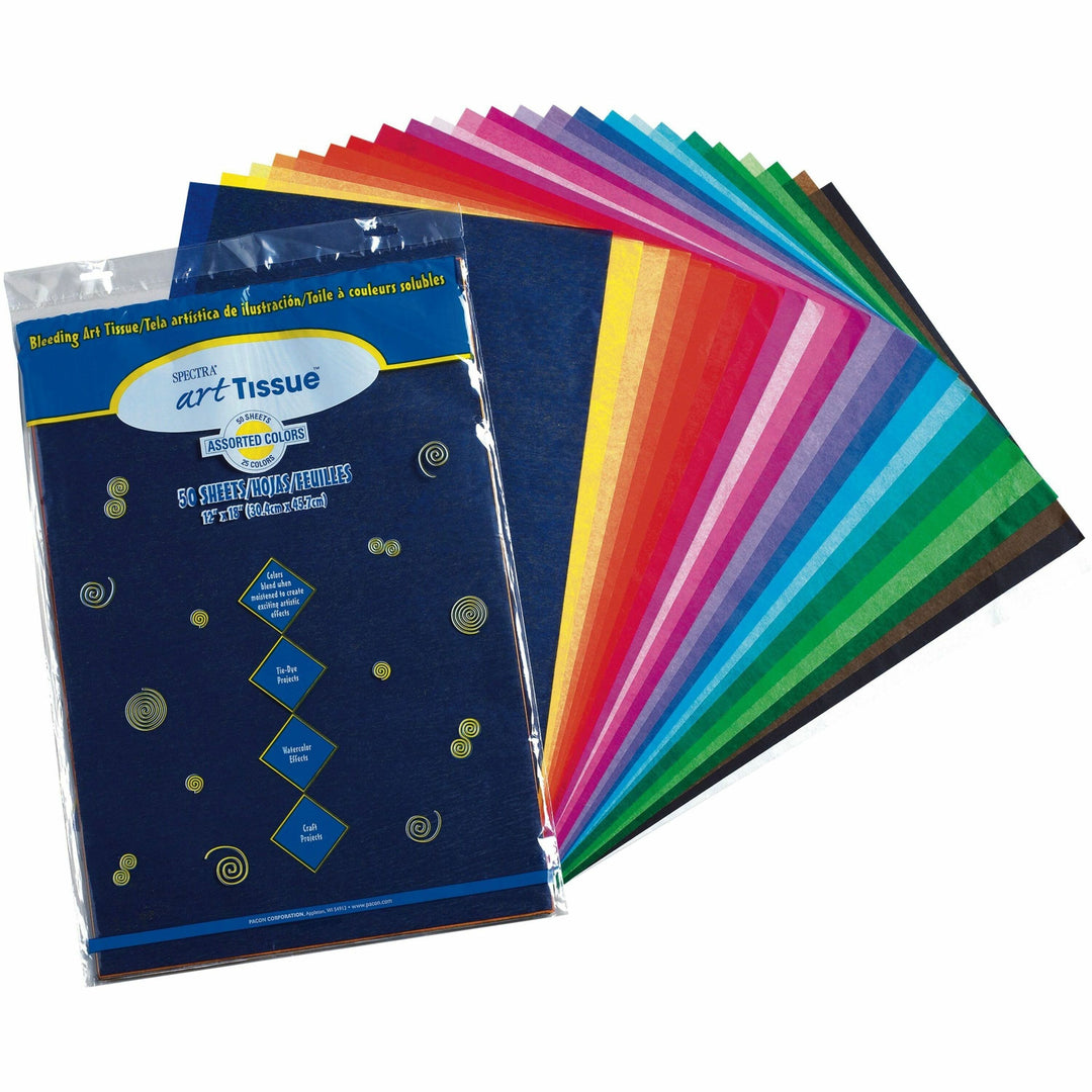 Image of Spectra 58520 Art Tissue Paper Assortment, 12" W x 18" Length, Assorted, 1 Pack