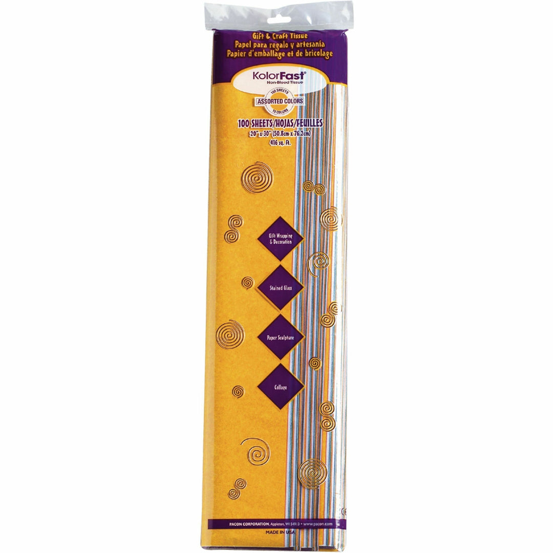 Image of Pacon® KolorFast Tissue Assortment, 23 lb Tissue Weight, 20 x 30, Assorted, 100/Pack