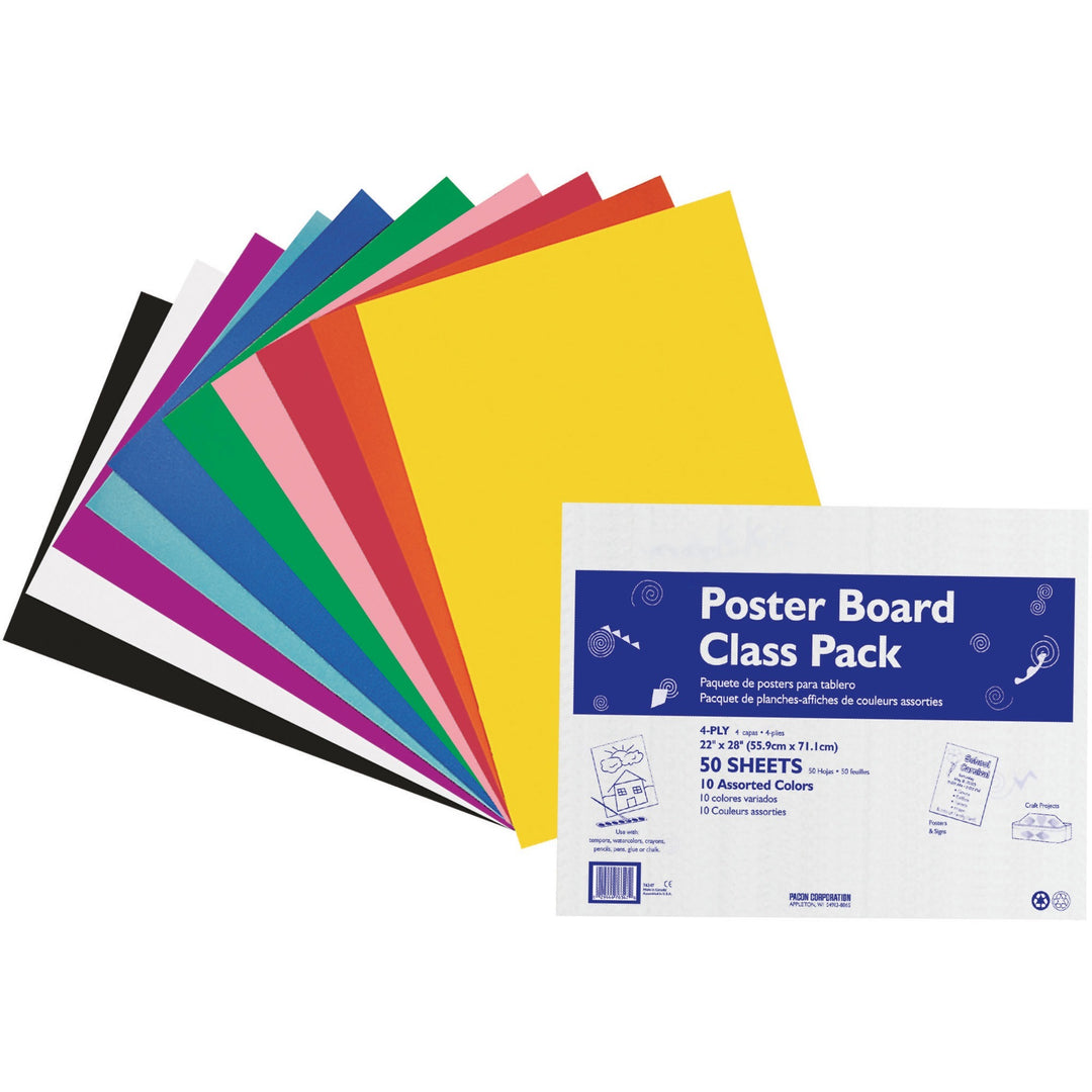 Image of Pacon® Posterboard, 4-Ply, 22"x28", 50/CT, Assorted
