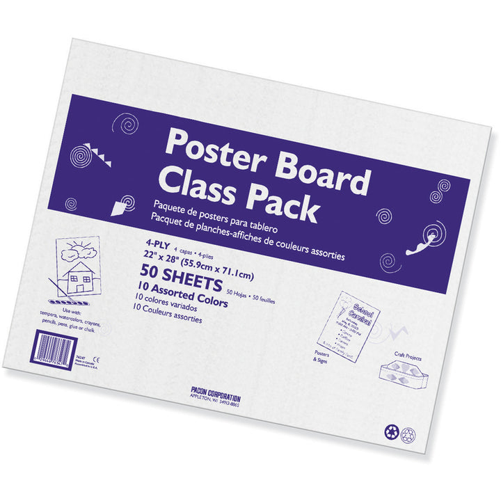 Image of Pacon® Posterboard, 4-Ply, 22"x28", 50/CT, Assorted