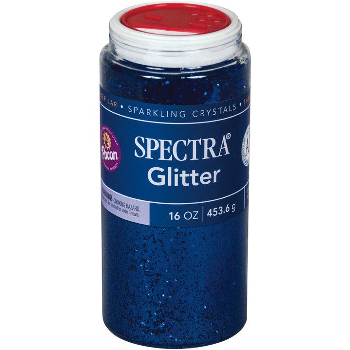 Image of Pacon® Spectra Glitter, 0.04 Hexagon Crystals, Blue, 16 Oz Shaker-Top Jar