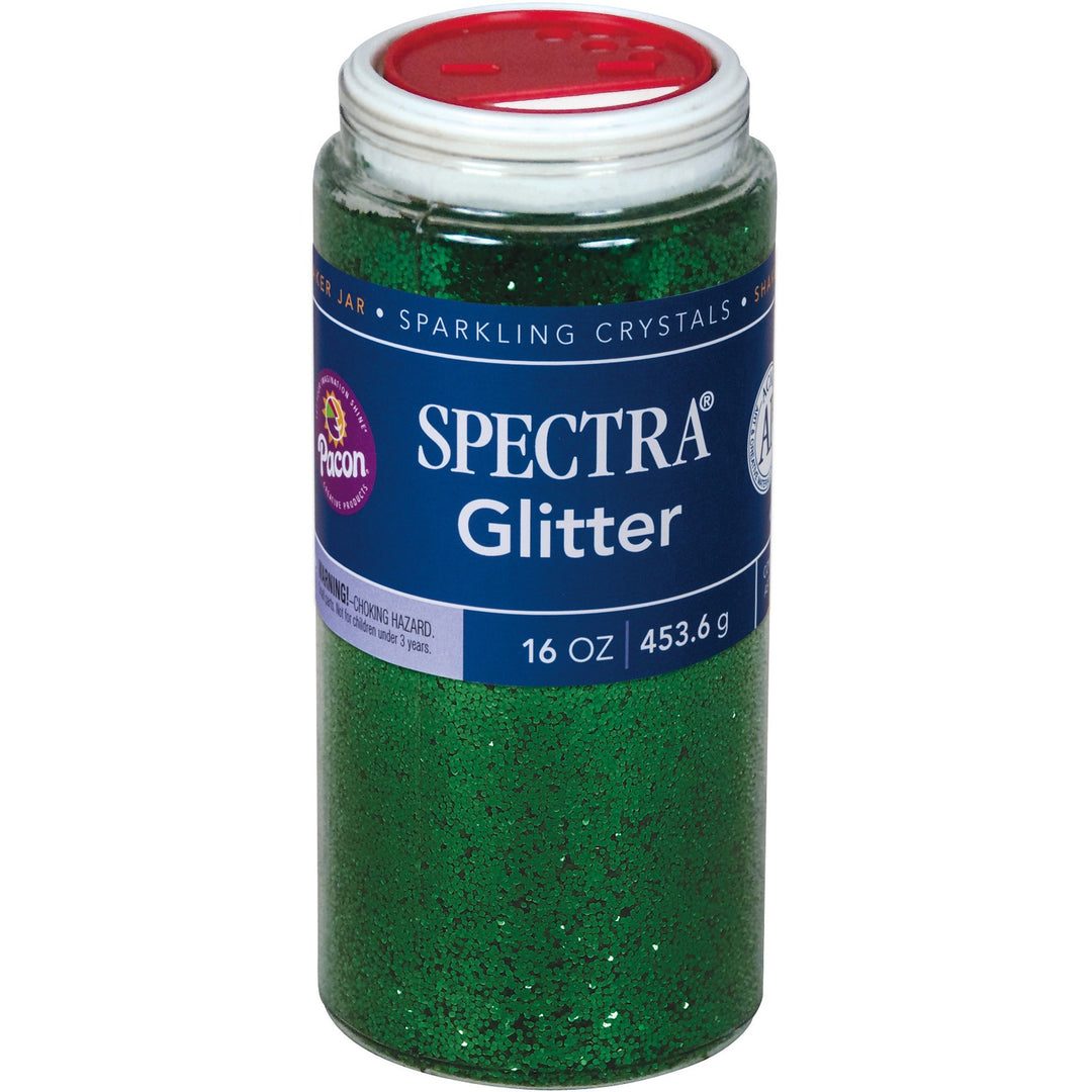 Image of Pacon® Spectra Glitter, 0.04 Hexagon Crystals, Green, 16 Oz Shaker-Top Jar