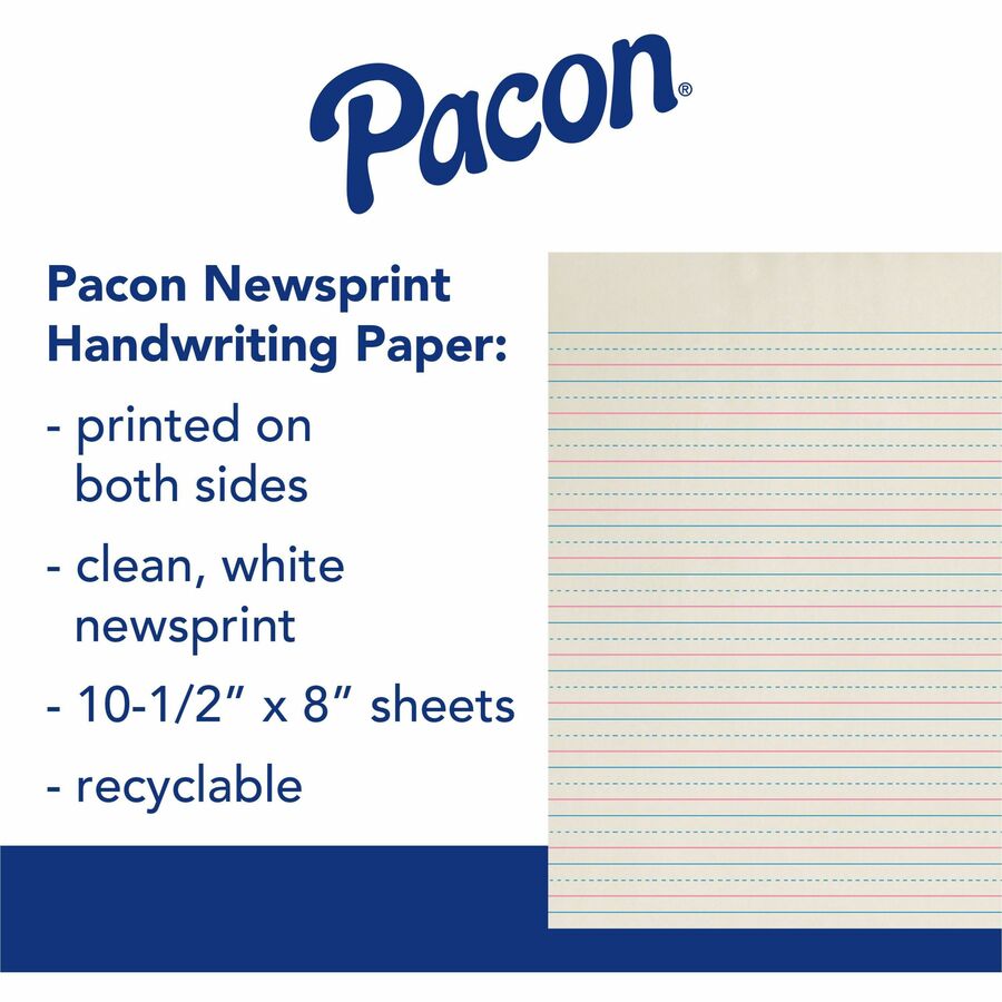 Image of Pacon® Newsprint w/Broken Midline,5/8"Rule,10-1/2"x8",500/PK,WE