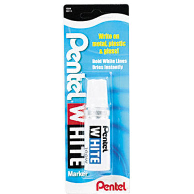 Image of Pentel® White Permanent Marker, Broad Bullet Tip, White
