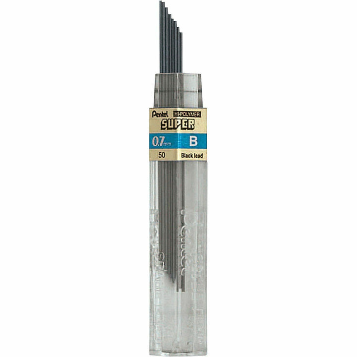Image of Pentel 50-B Super Hi-Polymer Leads, 0.7 mm , Medium Point, B, Black Lead, 12 / Tub