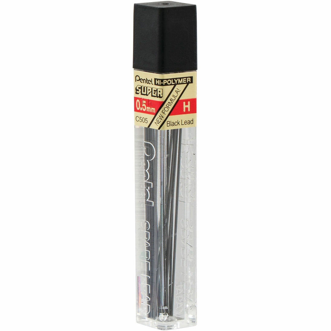 Image of Pentel C505-H Super Hi-Polymer Pencil Leads H 0.5 mm, 0.5 mm , Fine Point, H, Black Lead, 12 / Tub