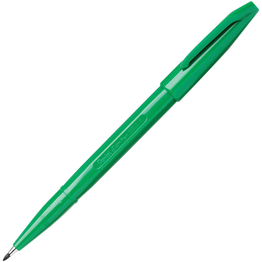 Image of Pentel® Sign Pens, Fiber Tip, Bold Point, Green Barrel/Ink