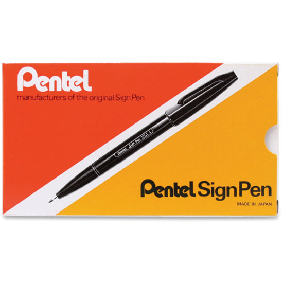 Image of Pentel® Sign Pens, Fiber Tip, Bold Point, Green Barrel/Ink
