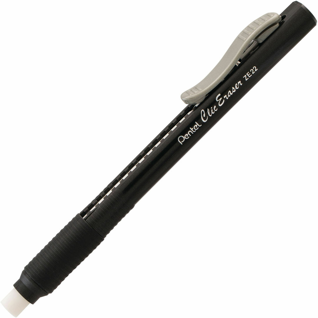 Image of Pentel® Clic Eraser, Retractable,Pocket Clip,Black Barrel