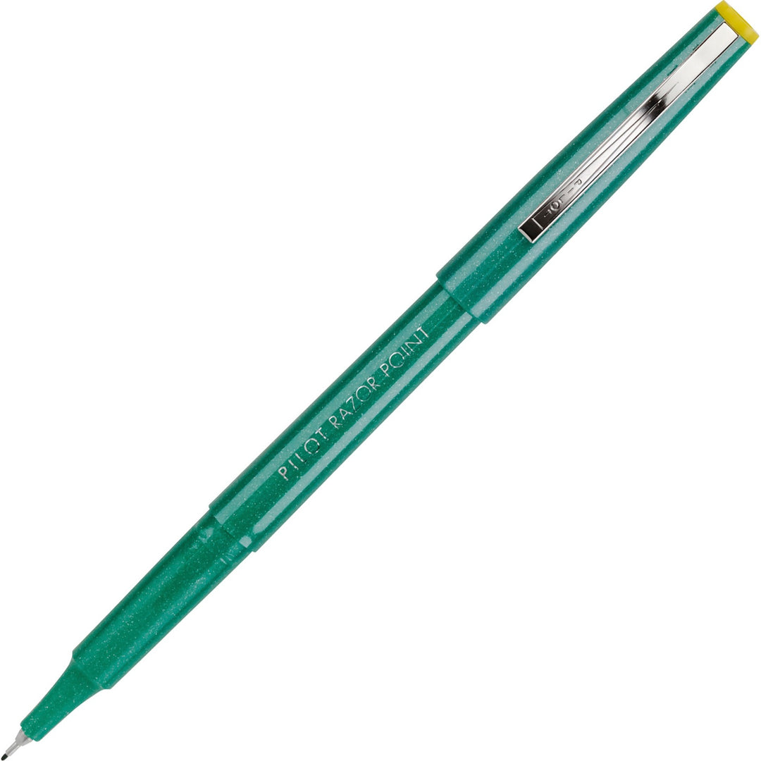 Image of Pilot® Razor Point Fine Line Porous Point Pen, Stick, Extra-Fine 0.3 Mm, Green Ink, Green Barrel, Dozen