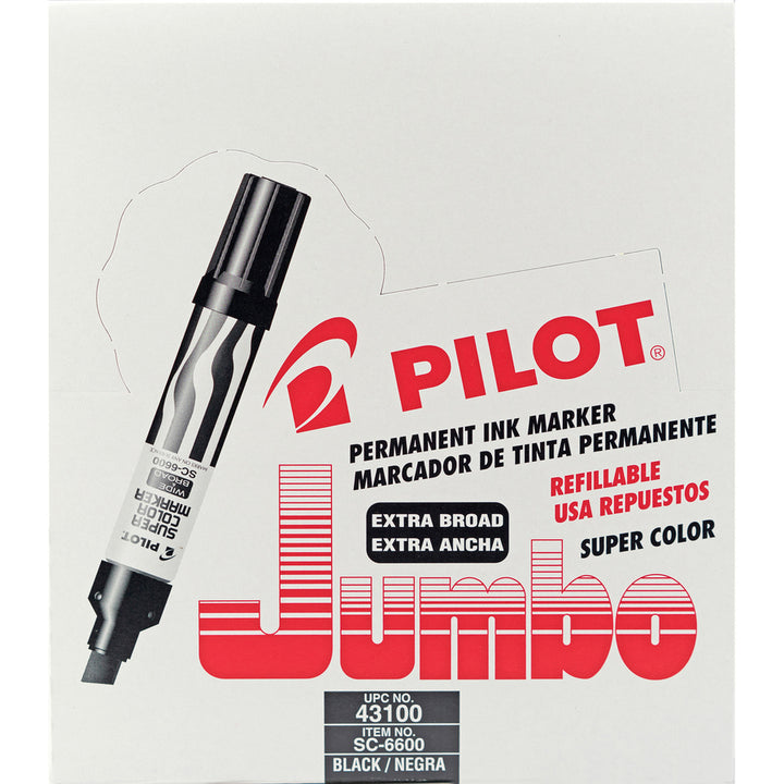 Image of Pilot® Permanent Marker,Jumbo,10mm Chisel Point, Refillable,Black