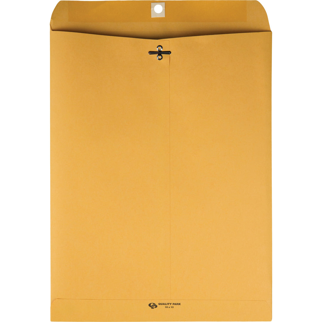 Image of Quality Park 37597 10 x 13 Clasp Envelopes in Dispenser Box, Clasp, #97, 10" W x 13" Length, 28 lb, Clasp, Kraft, 250 / Box