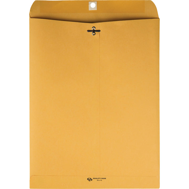 Image of Quality Park 37597 10 x 13 Clasp Envelopes in Dispenser Box, Clasp, #97, 10" W x 13" Length, 28 lb, Clasp, Kraft, 250 / Box