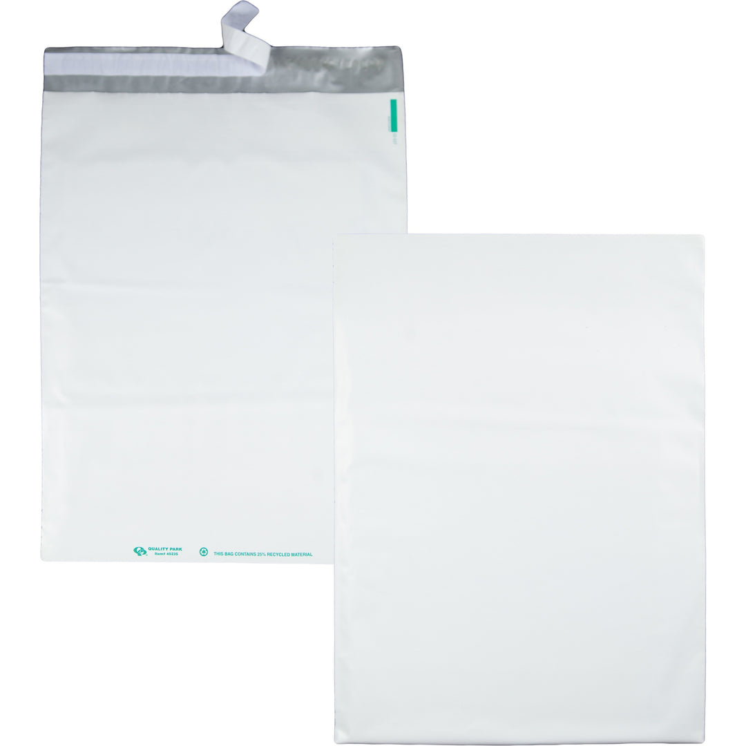 Image of Quality Park 45235 White Poly Mailing Envelopes, Catalog, 14" W x 19" Length, Self-sealing, White, Polyethylene, 100 / Pack