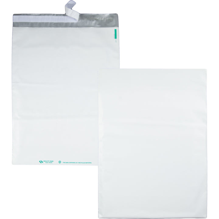 Image of Quality Park 45235 White Poly Mailing Envelopes, Catalog, 14" W x 19" Length, Self-sealing, White, Polyethylene, 100 / Pack