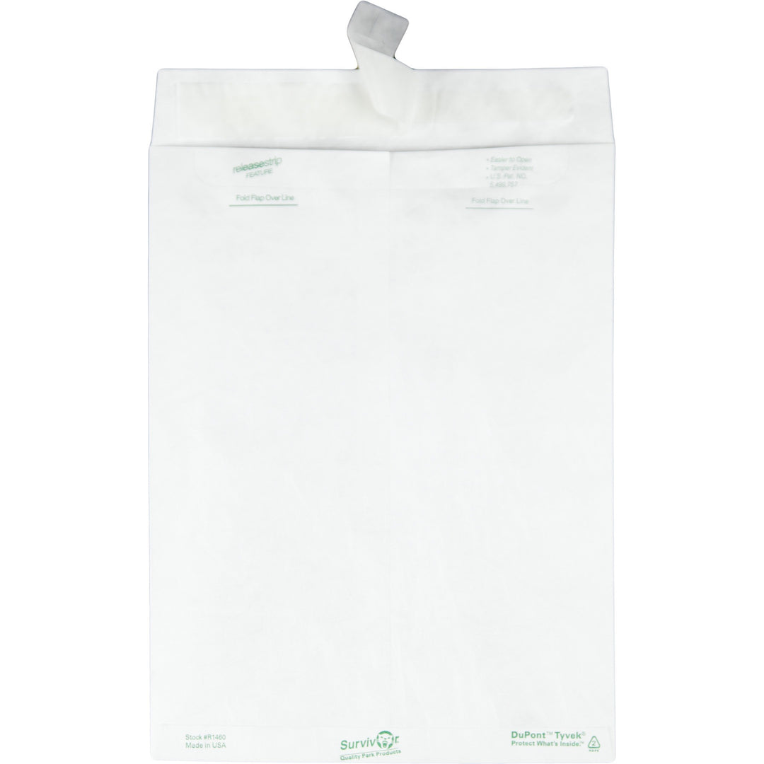 Image of Survivor® Lightweight 14 lb Tyvek Catalog Mailers, #10 1/2, Square Flap, Redi-Strip Adhesive Closure, 9 x 12, White, 100/Box