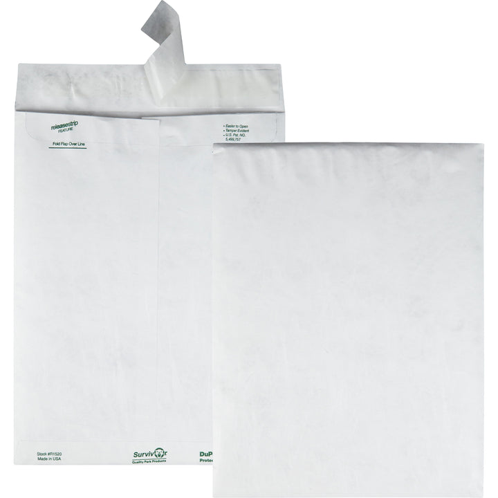 Image of Survivor® Lightweight 14 lb Tyvek Catalog Mailers, #12 1/2, Square Flap, Redi-Strip Adhesive Closure, 9.5 x 12.5, White, 100/Box