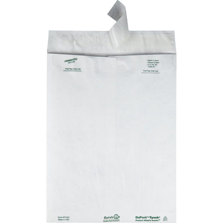 Image of Survivor® Lightweight 14 lb Tyvek Catalog Mailers, #12 1/2, Square Flap, Redi-Strip Adhesive Closure, 9.5 x 12.5, White, 100/Box