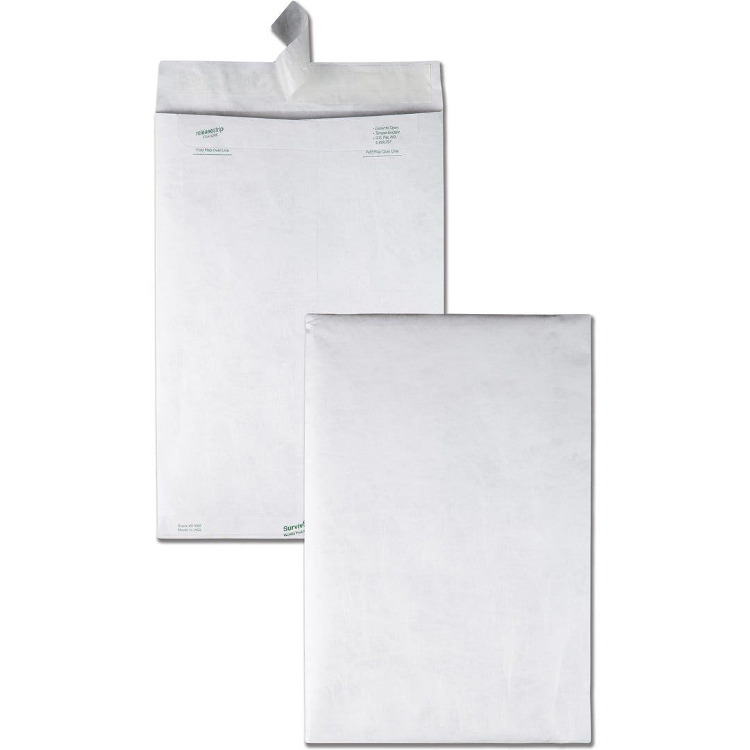 Image of Survivor® Lightweight 14 lb Tyvek Catalog Mailers, #15, Square Flap, Redi-Strip Adhesive Closure, 10 x 15, White, 100/Box