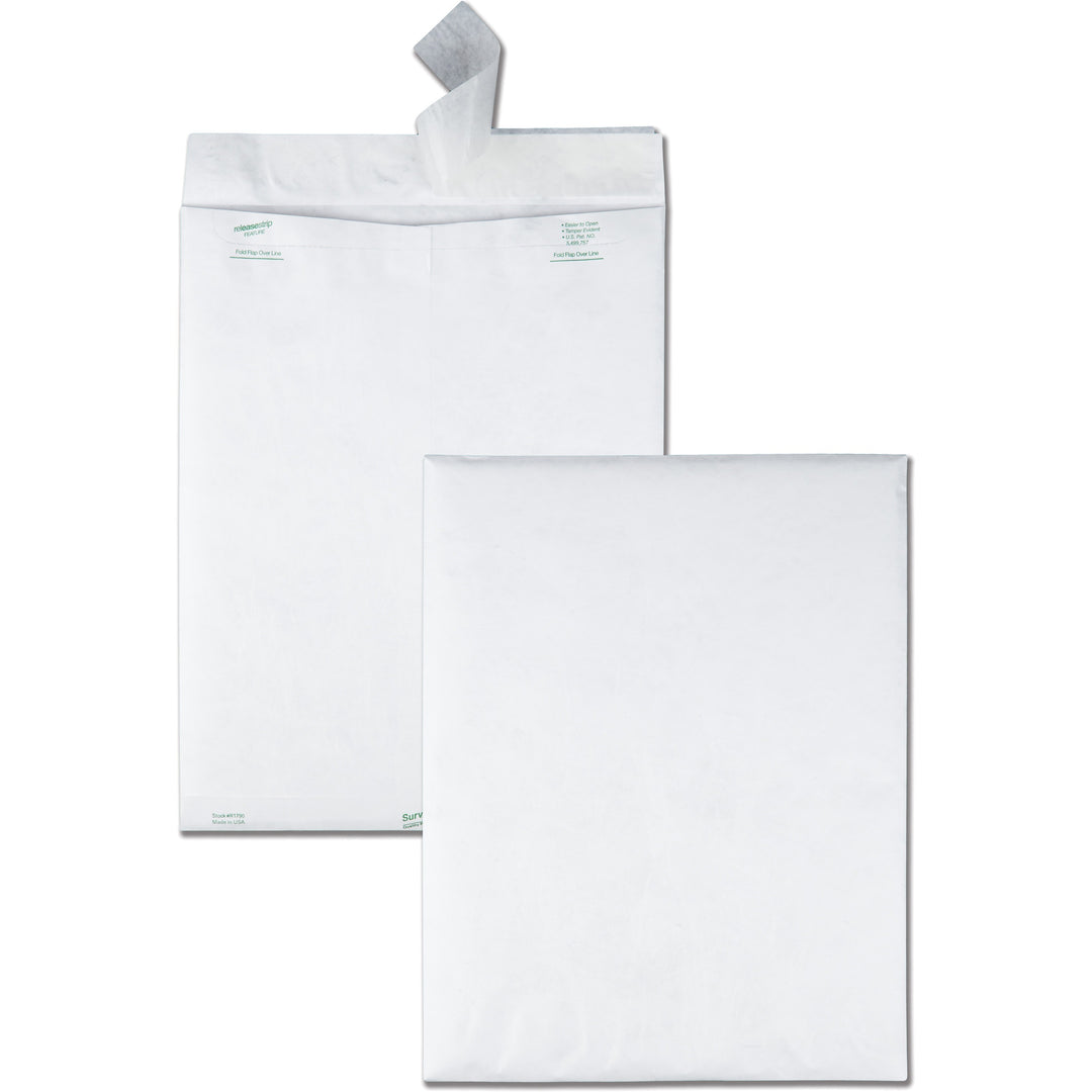 Image of Survivor® Lightweight 14 lb Tyvek Catalog Mailers, #15 1/2, Square Flap, Redi-Strip Adhesive Closure, 12 x 16, White, 100/Box