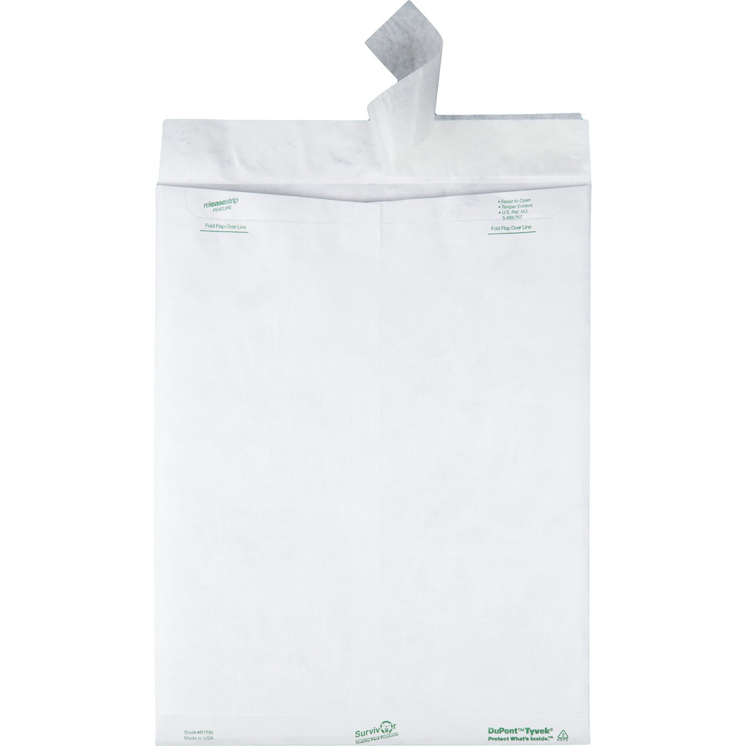 Image of Survivor® Lightweight 14 lb Tyvek Catalog Mailers, #15 1/2, Square Flap, Redi-Strip Adhesive Closure, 12 x 16, White, 100/Box