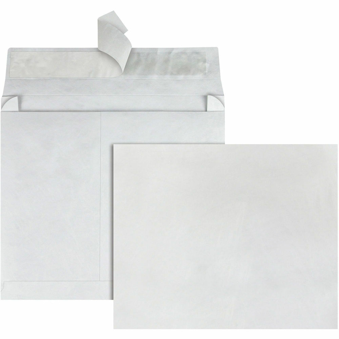 Image of Survivor® Heavyweight 18 lb Tyvek Open End Expansion Mailers, #15, Square Flap, Redi-Strip Adhesive Closure, 10 x 15, White, 100/Carton