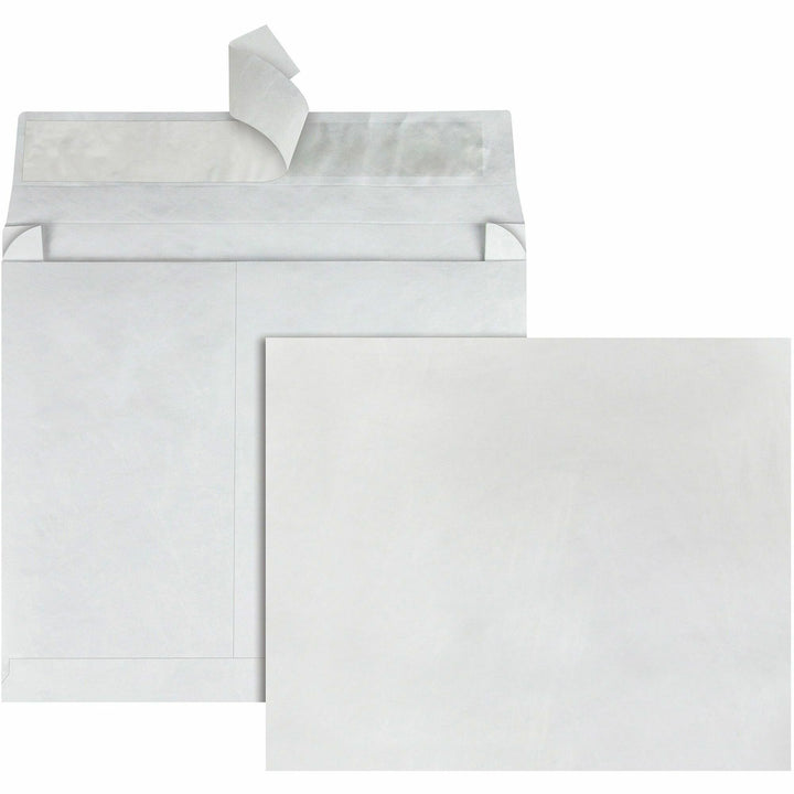 Image of Survivor® Heavyweight 18 lb Tyvek Open End Expansion Mailers, #15, Square Flap, Redi-Strip Adhesive Closure, 10 x 15, White, 100/Carton