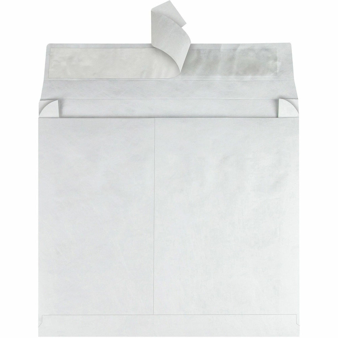 Image of Survivor® Heavyweight 18 lb Tyvek Open End Expansion Mailers, #15, Square Flap, Redi-Strip Adhesive Closure, 10 x 15, White, 100/Carton