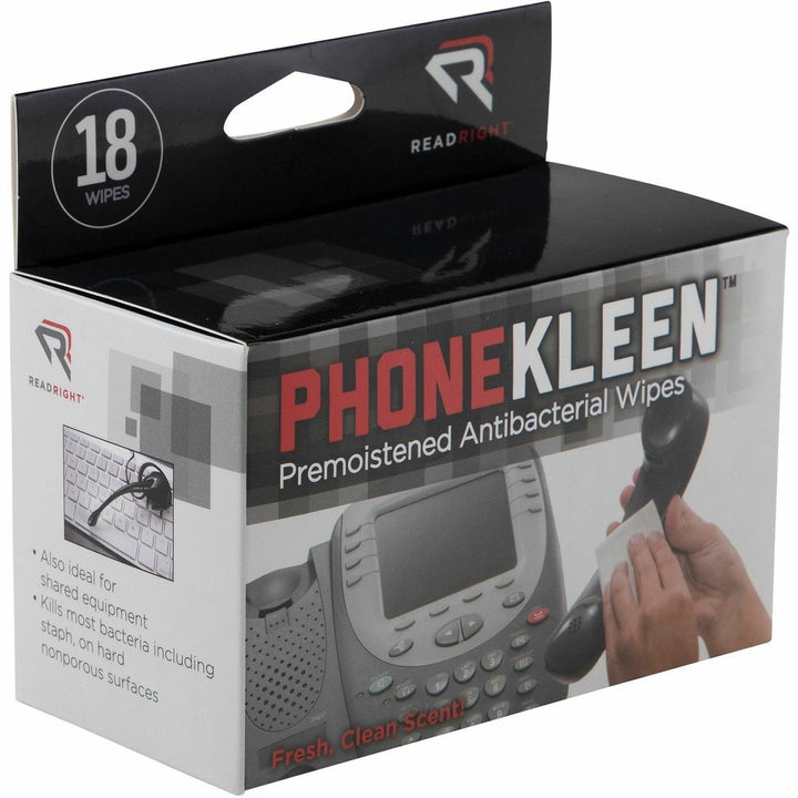 Image of Read Right RR1203 PhoneKleen Antibacterial Wipes, Pre-moistened, 1 Box