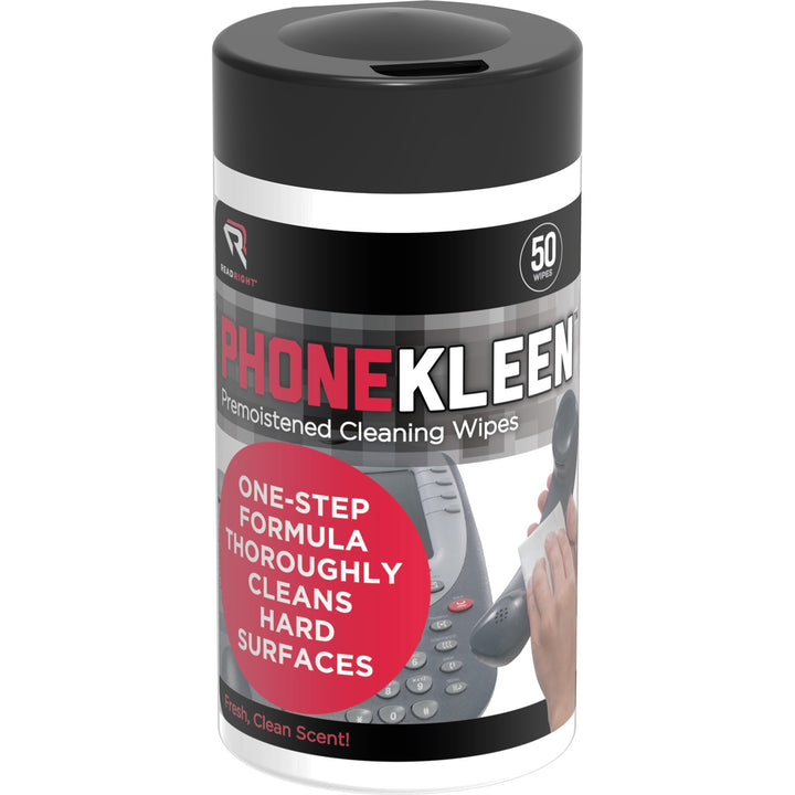 Image of Read Right® PhoneKleen Wet Wipes, Cloth, 5 x 5, 50/Tub