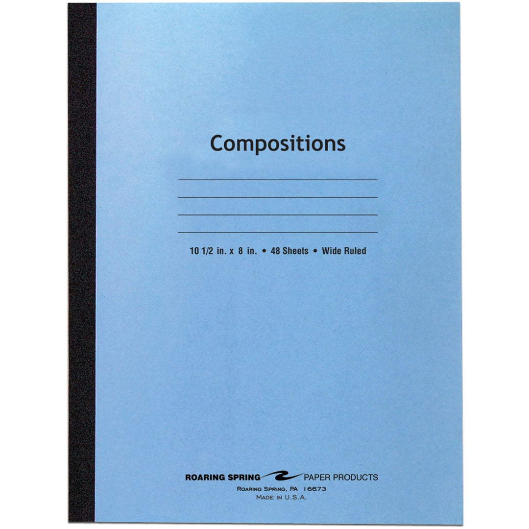 Image of Roaring Spring® Composition Book,Wide Ruled,10-1/2"x8",48 Sheets,Blue Cover