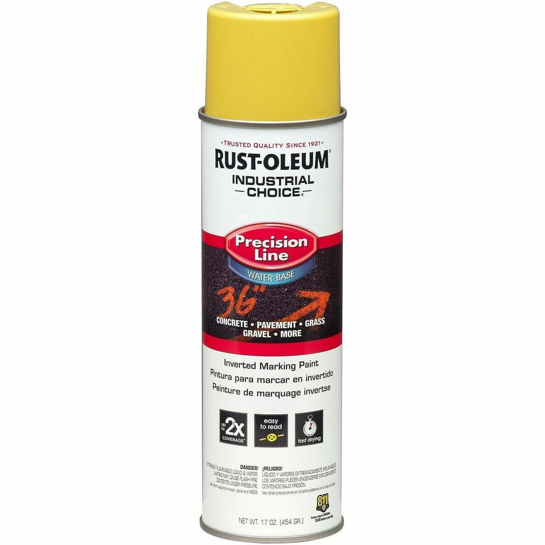 Image of Industrial Choice Precision Line 203034 White M1800 Marking Paint Spray, Aerosol, High Visibility Yellow, 1.06 lb, 1 Each