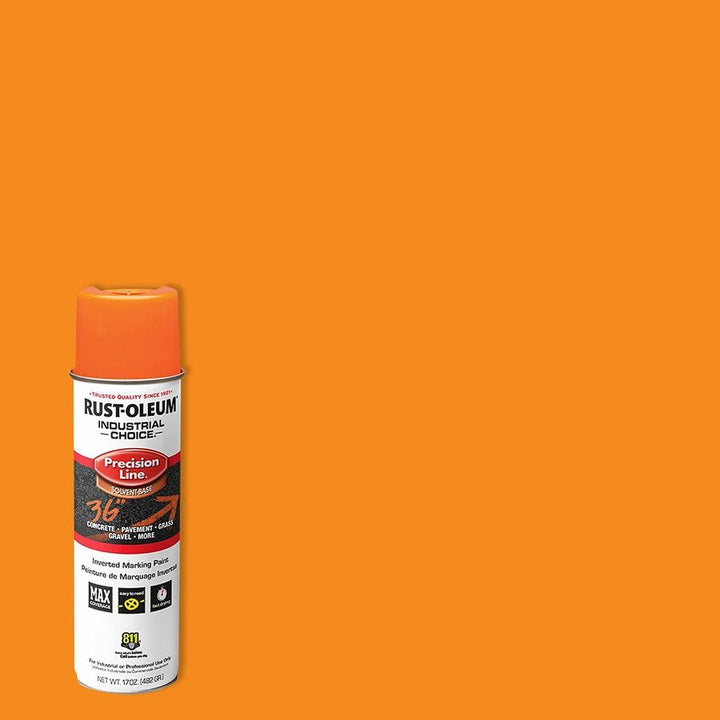 Image of Industrial Choice Precision Line 203036 White M1800 Marking Paint Spray, Aerosol, Fluorescent Orange, 1.06 lb, 1 Each