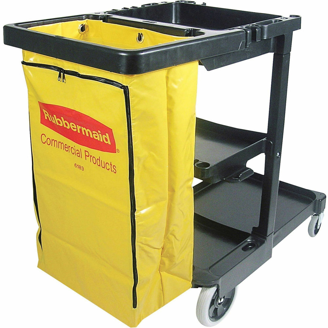 Image of Rubbermaid Commercial 617388 Janitor Cart With Zipper Yellow Vinyl Bag