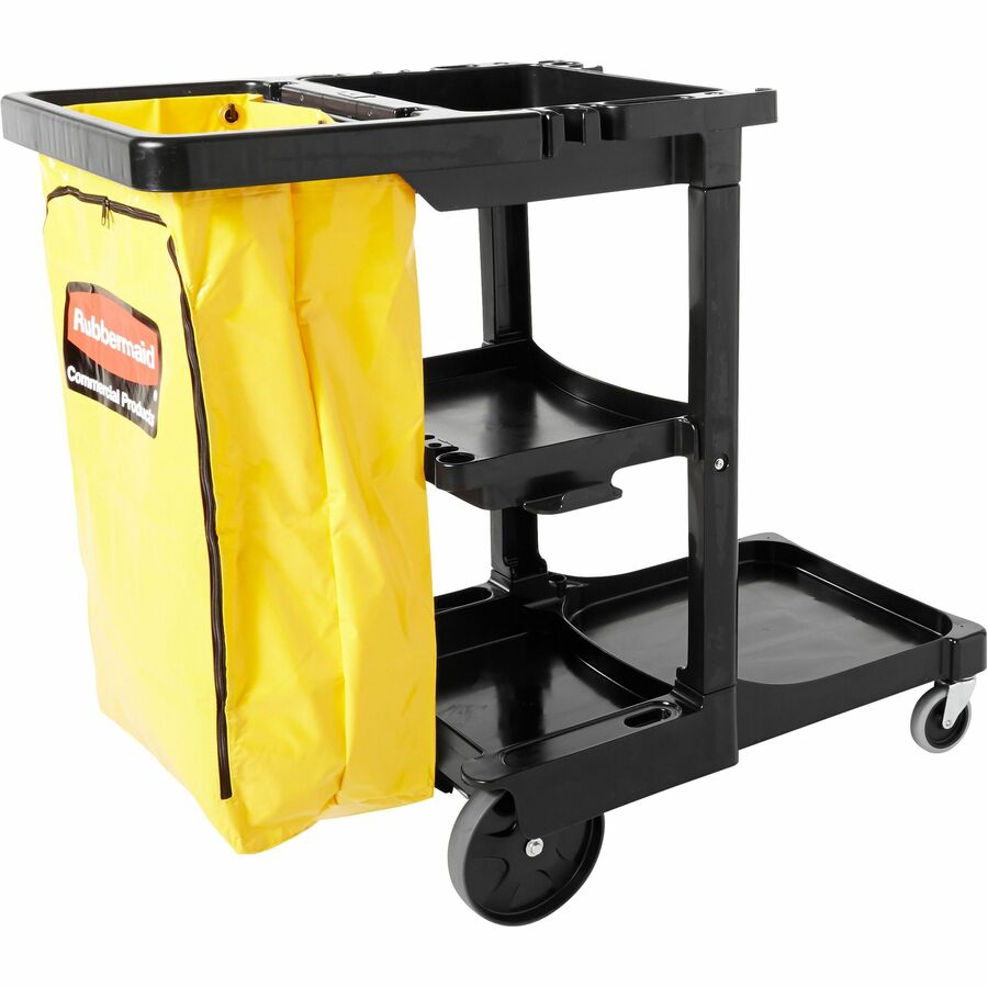 Image of Rubbermaid Commercial 617388 Janitor Cart With Zipper Yellow Vinyl Bag