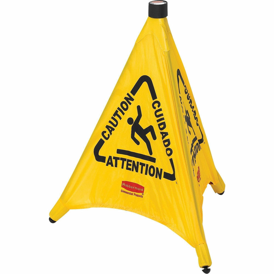 Image of Rubbermaid Commercial 9S0000YW Multi-Lingual Caution Safety Cone