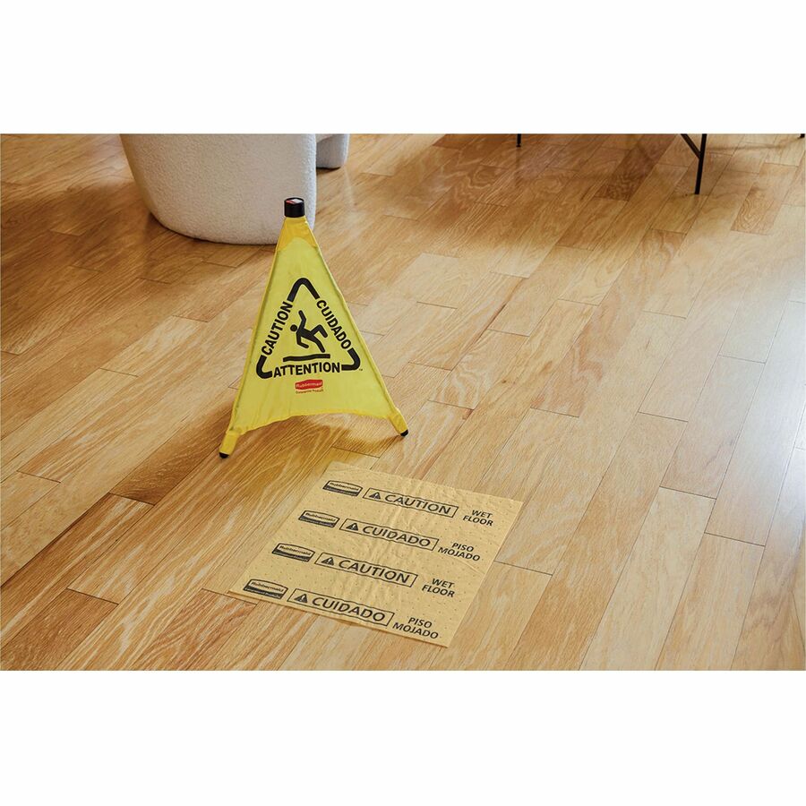 Image of Rubbermaid Commercial 9S0000YW Multi-Lingual Caution Safety Cone