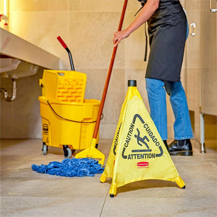 Image of Rubbermaid Commercial 9S0000YW Multi-Lingual Caution Safety Cone