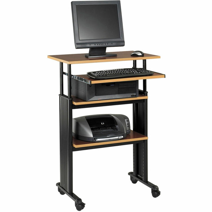 Image of Safco® Muv Stand-Up Adjustable-Height Desk, 29.5" X 22" X 35" To 49", Cherry/black