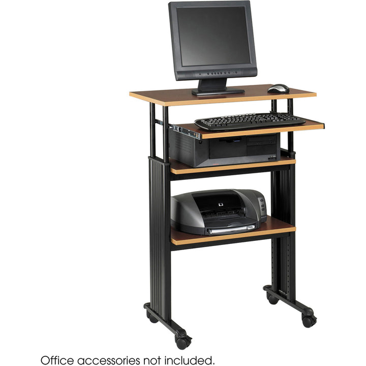 Image of Safco® Muv Stand-Up Adjustable-Height Desk, 29.5" X 22" X 35" To 49", Cherry/black