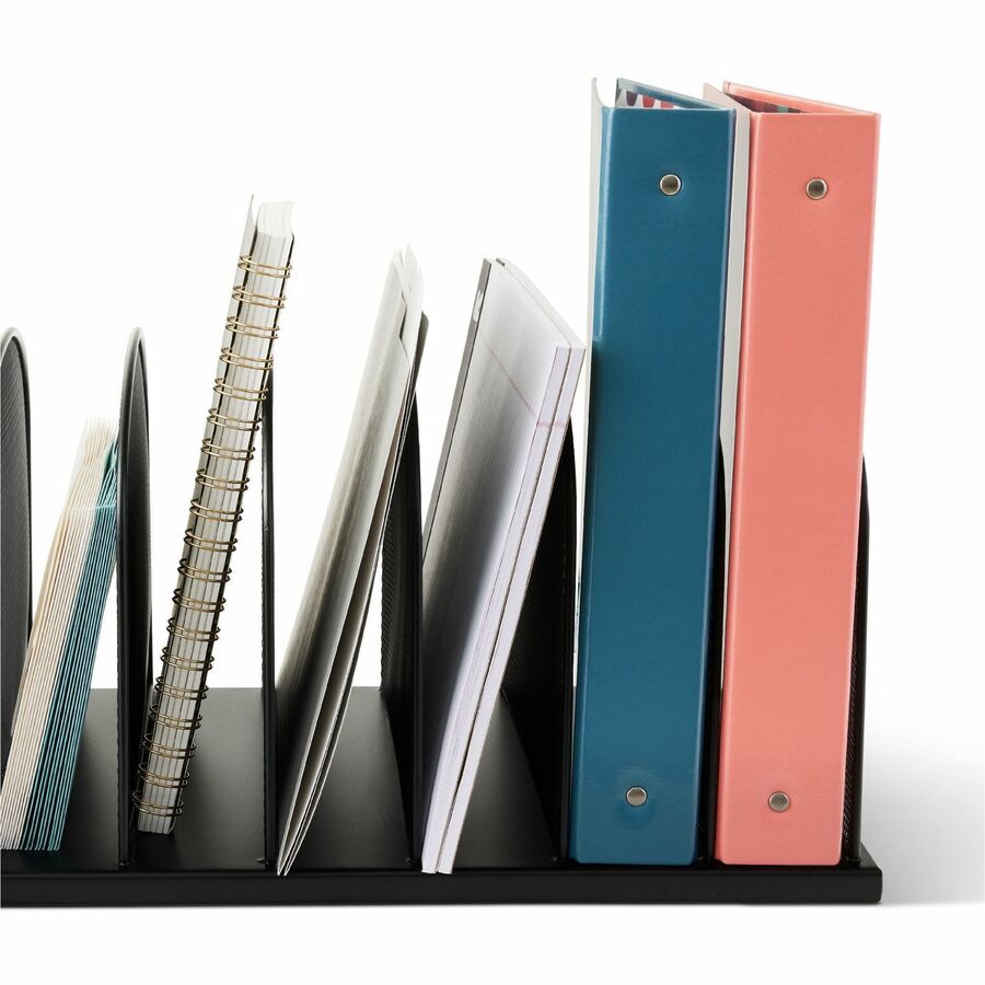 Image of Safco® Onyx Mesh Desk Organizer With Upright Sections, 8 Sections, Letter To Legal Size Files, 19.5" X 11.5" X 8.25", Black