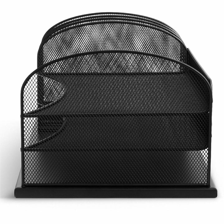 Image of Safco® Onyx Desk Organizer with Three Horizontal and Three Upright Sections, Letter Size Files, 19.5 x 11.5 x 8.25, Black