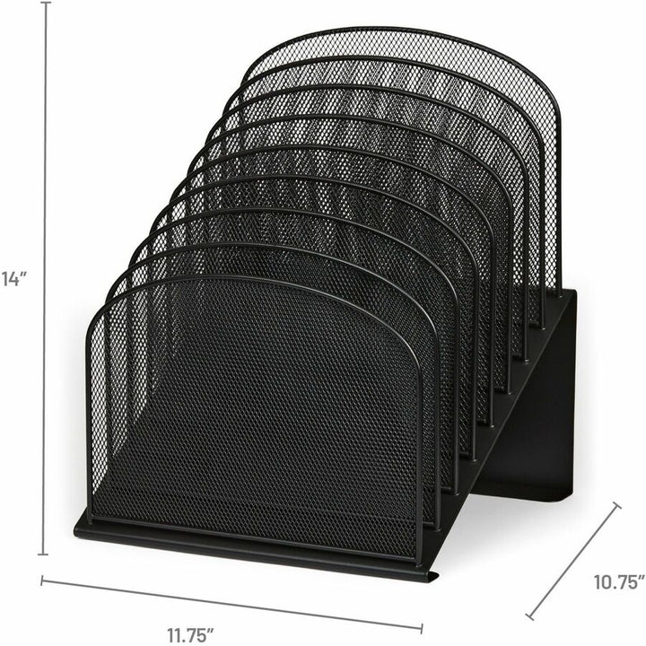 Image of Safco® Onyx Mesh Desk Organizer With Tiered Sections, 8 Sections, Letter To Legal Size Files, 11.75" X 10.75" X 14", Black
