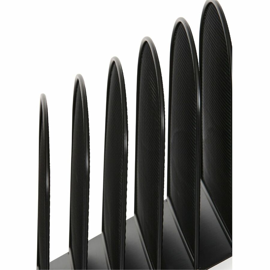 Image of Safco® Onyx Mesh Desk Organizer With Tiered Sections, 8 Sections, Letter To Legal Size Files, 11.75" X 10.75" X 14", Black