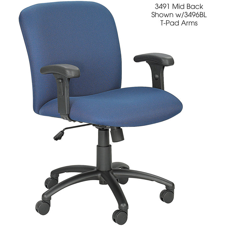 Image of Safco® Optional Height-Adjustable T-Pad Arms for Safco Uber Big and Tall High-Back and Mid-Back Chairs, Black, 2/Set