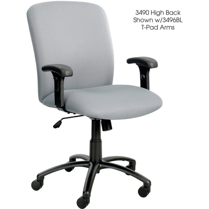 Image of Safco® Optional Height-Adjustable T-Pad Arms for Safco Uber Big and Tall High-Back and Mid-Back Chairs, Black, 2/Set