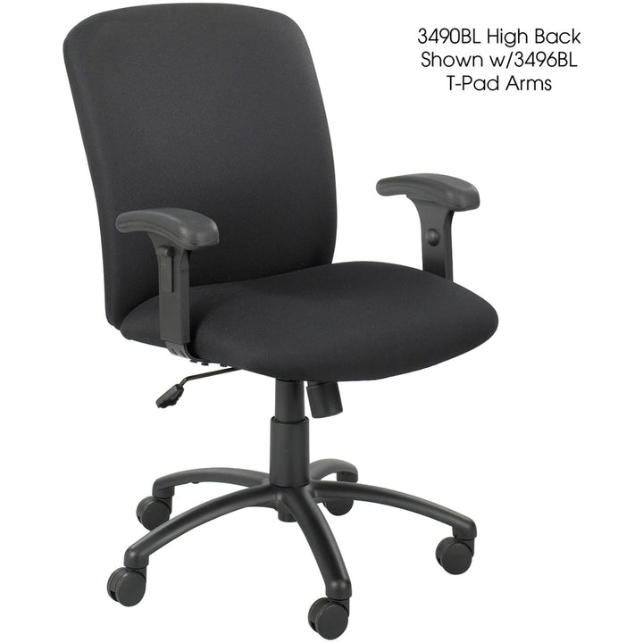 Image of Safco® Optional Height-Adjustable T-Pad Arms for Safco Uber Big and Tall High-Back and Mid-Back Chairs, Black, 2/Set