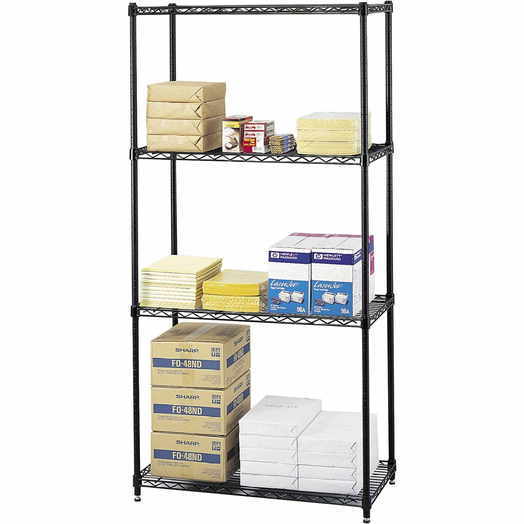 Image of Safco® Commercial Wire Shelving, Four-Shelf, 36w X 18d X 72h, Black