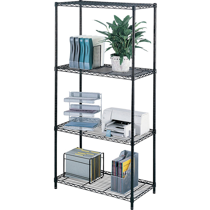 Image of Safco® Starter Unit,4 Shelves/Posts,1000 lb,48"x18"x72",Black
