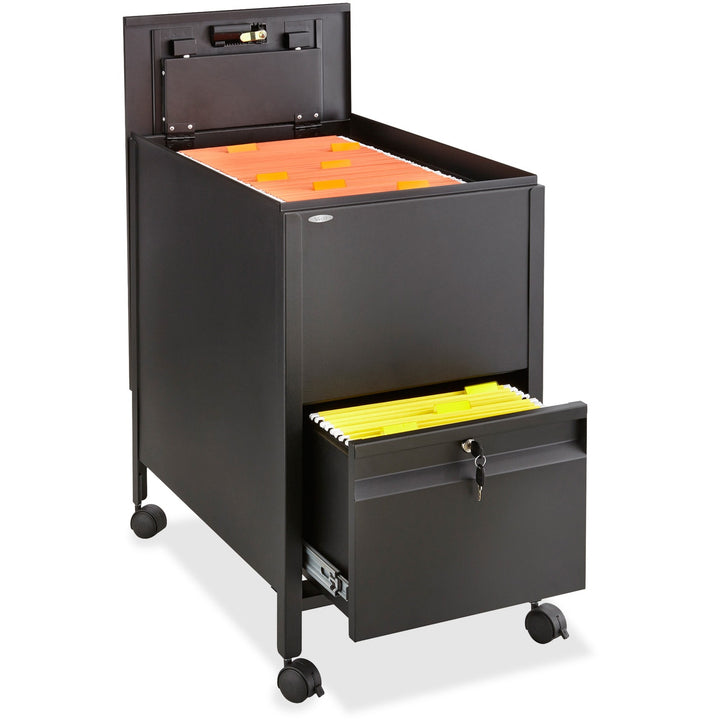 Image of Safco® Locking Mobile Tub File with Drawer, Letter Size, Metal, 1 Drawer, 1 Bin, 17" x 26" x 28", Black